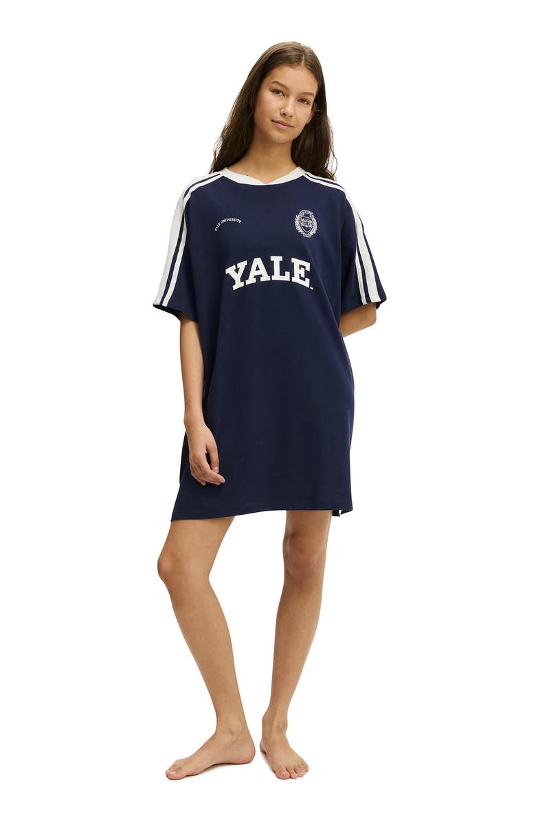 COTTON ON BODY Women's 90 S Sporty Tshirt Nightie, Alternate, color, Navy Vision Yale