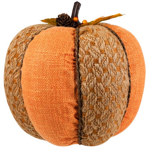 Northlight Woven Jute And Burlap Fall Harvest Pumpkin Decoration In Multi