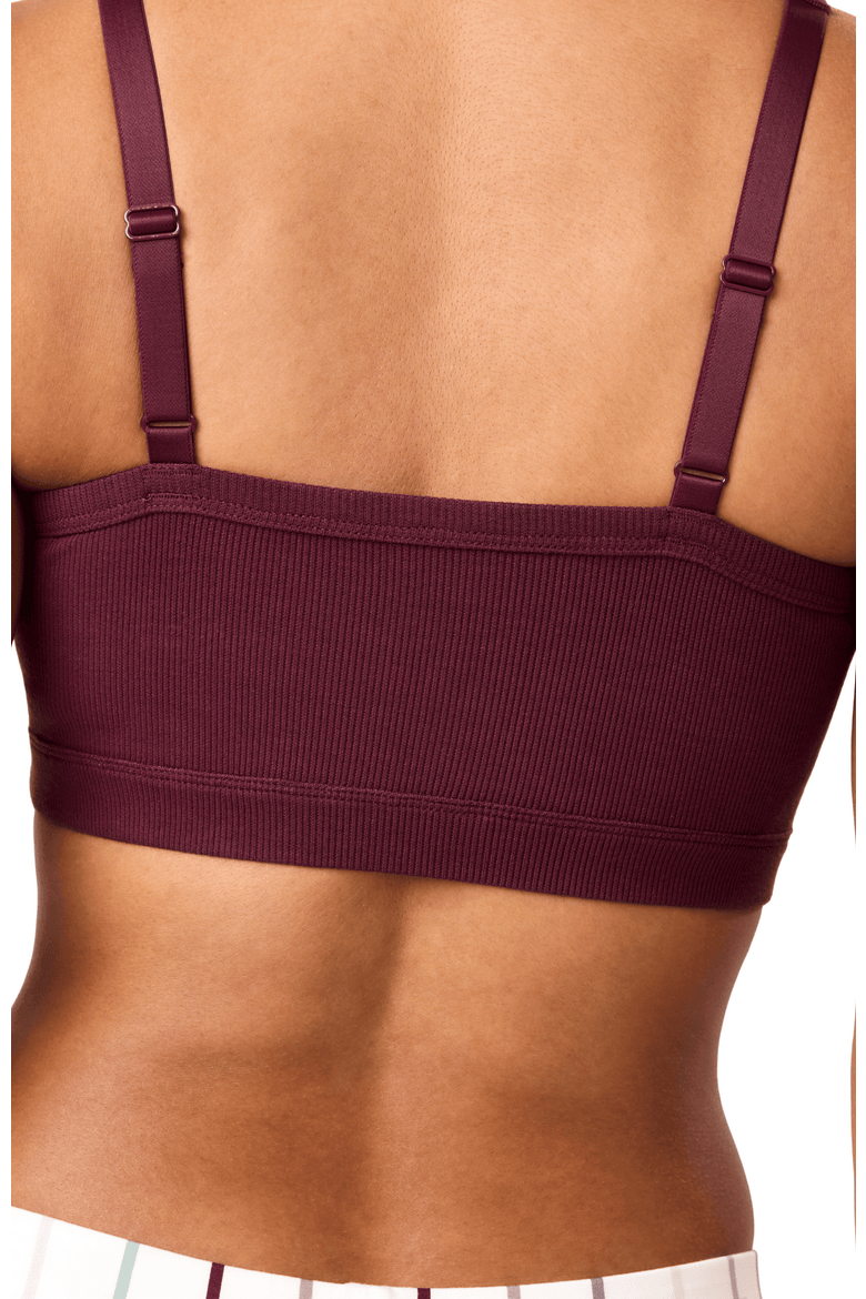 Ribbed Pumping Bralette, Alternate, color, Deep Burgundy