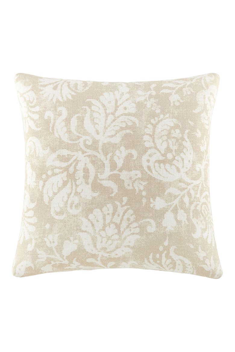 Distressed Floral Cotton Throw Pillow, Main, color, NATURAL