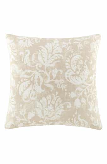 Distressed Floral Cotton Throw Pillow
