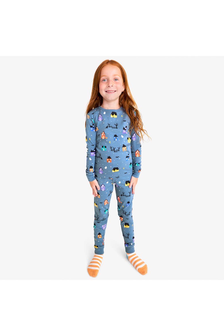 Kids Organic Pj Pant In Halloween Prints, Alternate, color, Moonlight Spooky Village
