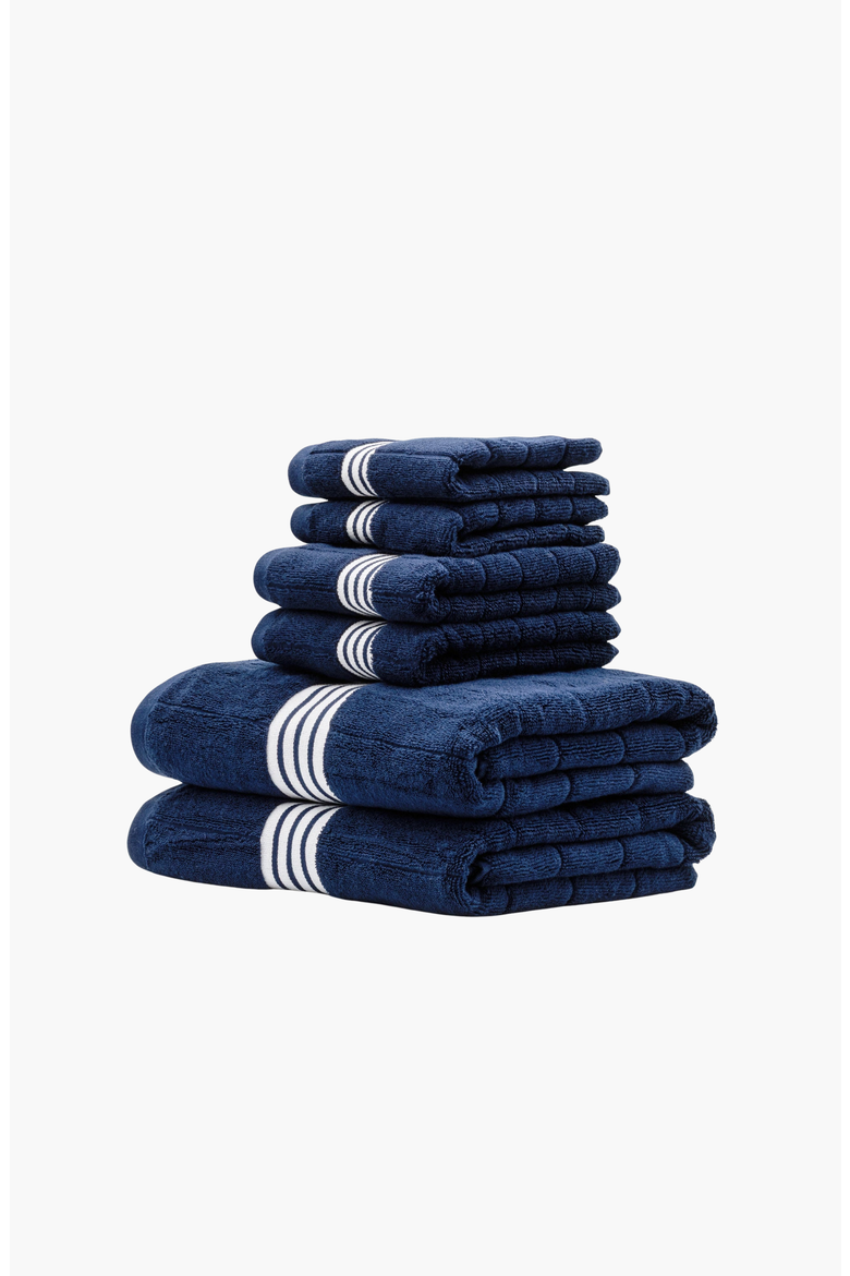 Nautilus 6-Piece Bath Towel Standard Set, Alternate, color, Navy / White