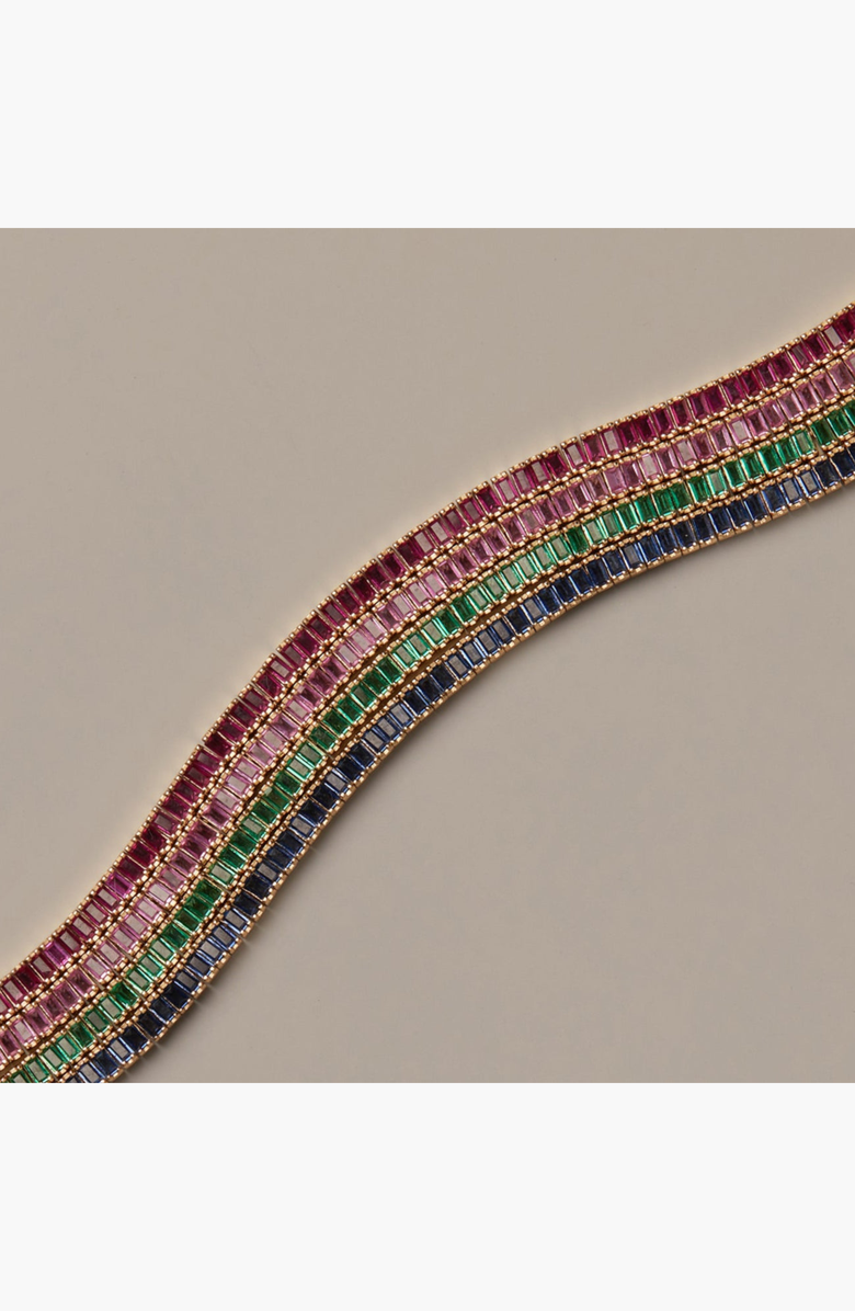 Aurate New York Lab Grown Blue Sapphire Baguette Tennis Necklace, Alternate, color, Blue Sapphire