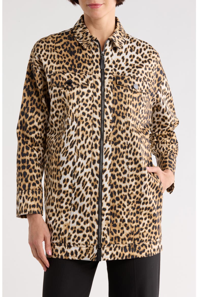 Leopard Print Cotton Jacket, Main, color, CAMEL