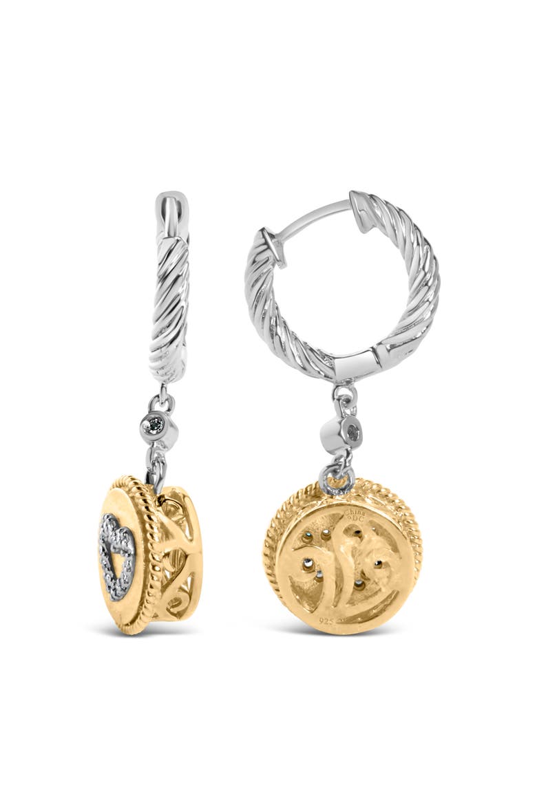 18K Gold Over Silver 1/8 Cttw Diamond Drop and Dangle Earring, Alternate, color, Yellow