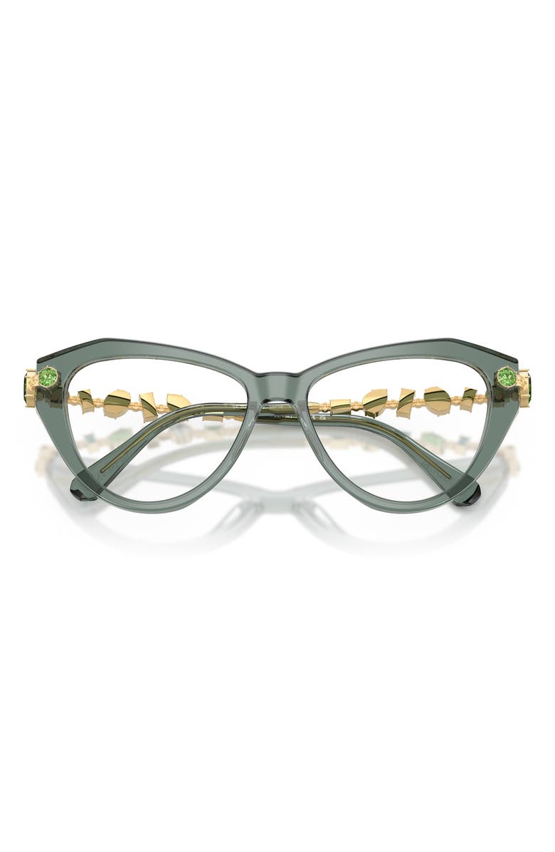 Swarovski 53mm Cat Eye Optical Glasses, Alternate, color, Transparent Green/ Demo Lens