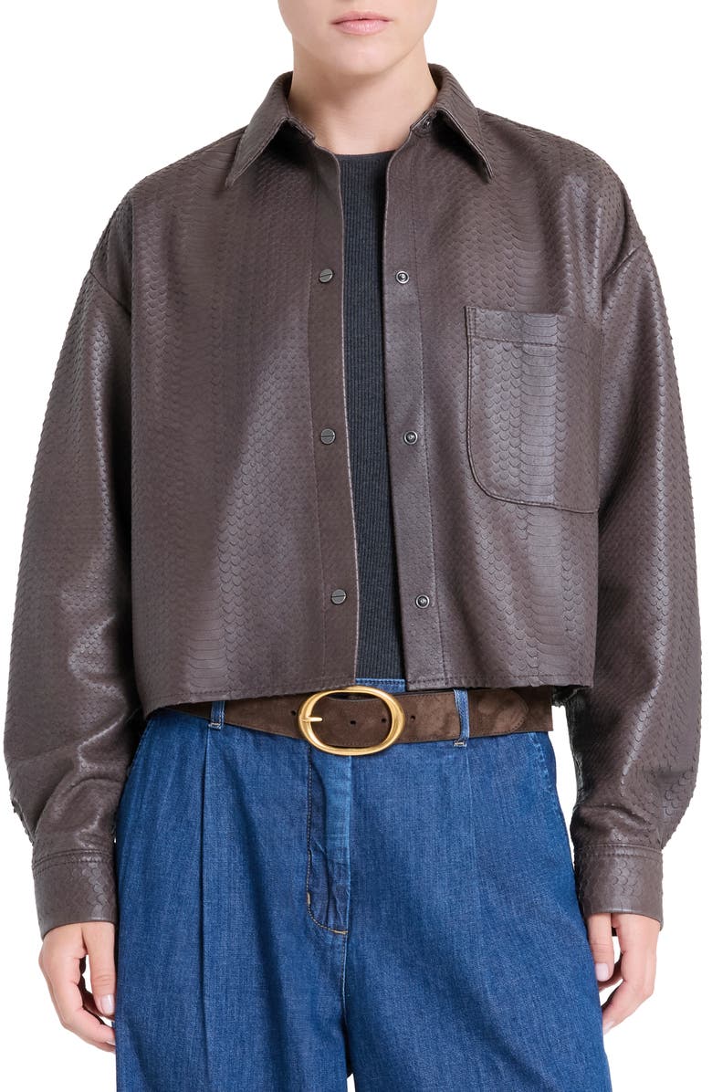 TWP Little Big Joe Leather Button-Up Shirt, Main, color, Dark Chocolate