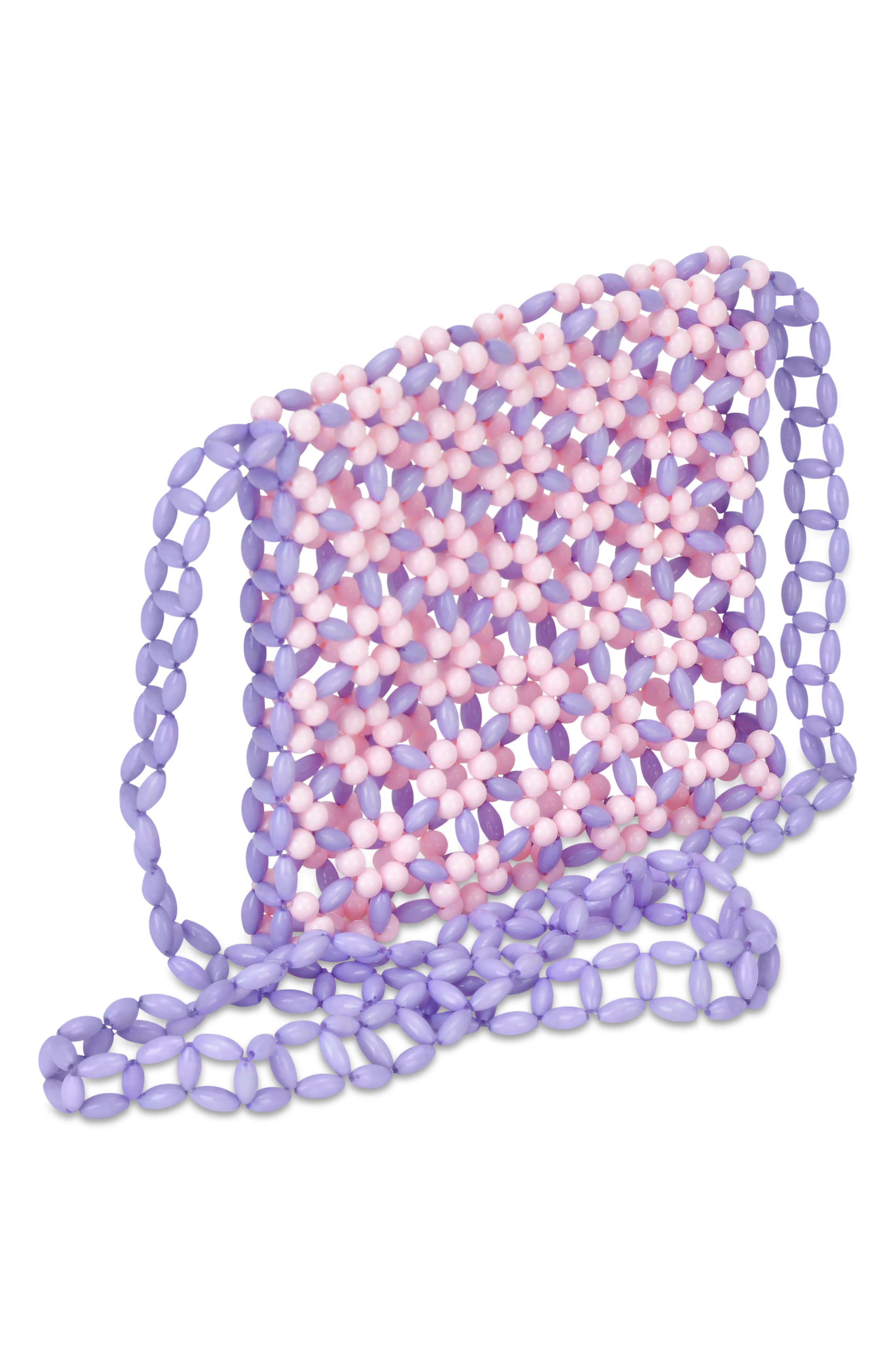 Iscream Kids' Beaded Flower Bag, Alternate, color, Pink/ Purple