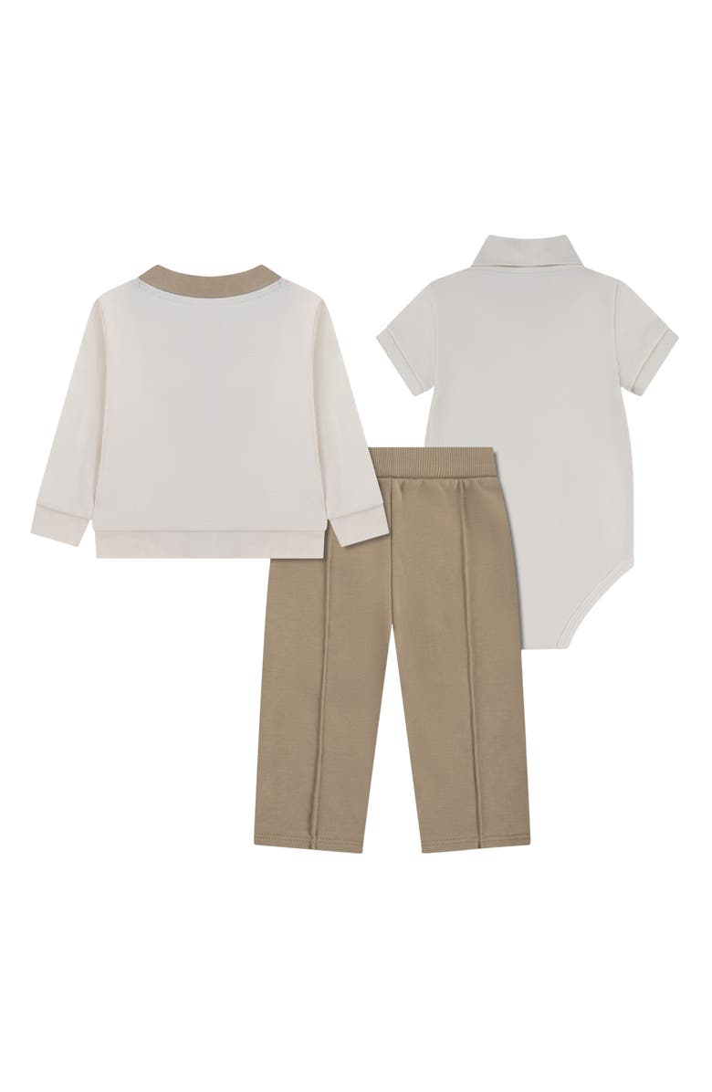 Lacoste Cardigan, Pants & Bodysuit Set, Alternate, color, Laponie