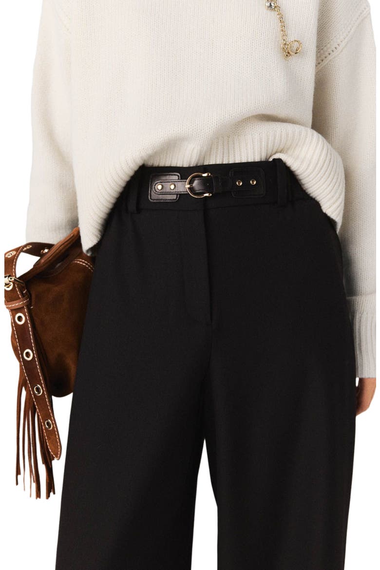 Wide-leg suit trousers, Alternate, color, Black