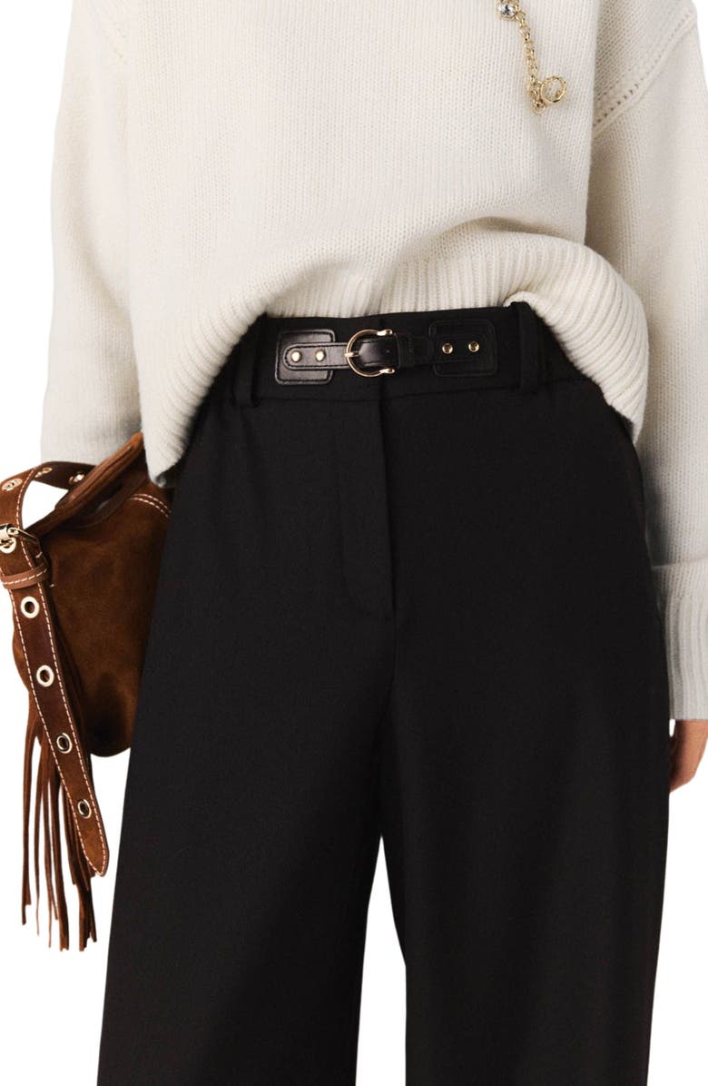 maje Wide-leg suit trousers, Alternate, color, Black