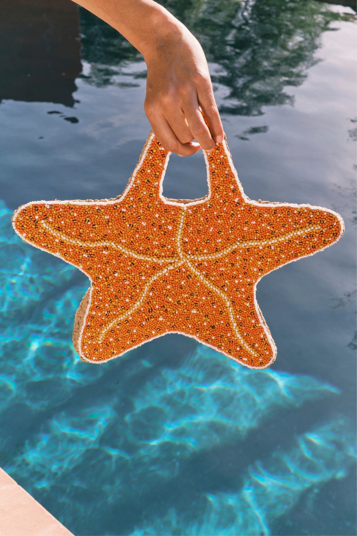 Beaded Starfish Bag, Alternate, color, Orange / Natural