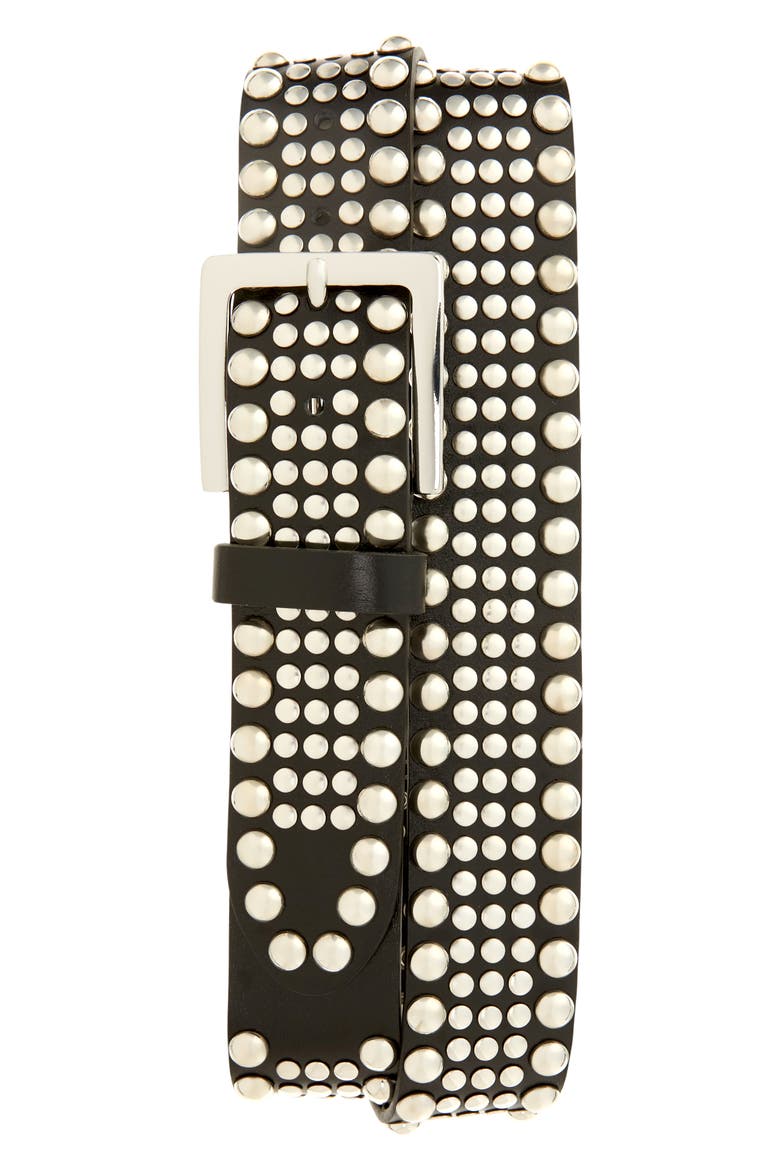 Big Shot Studded Leather Belt, Main, color, BLACK