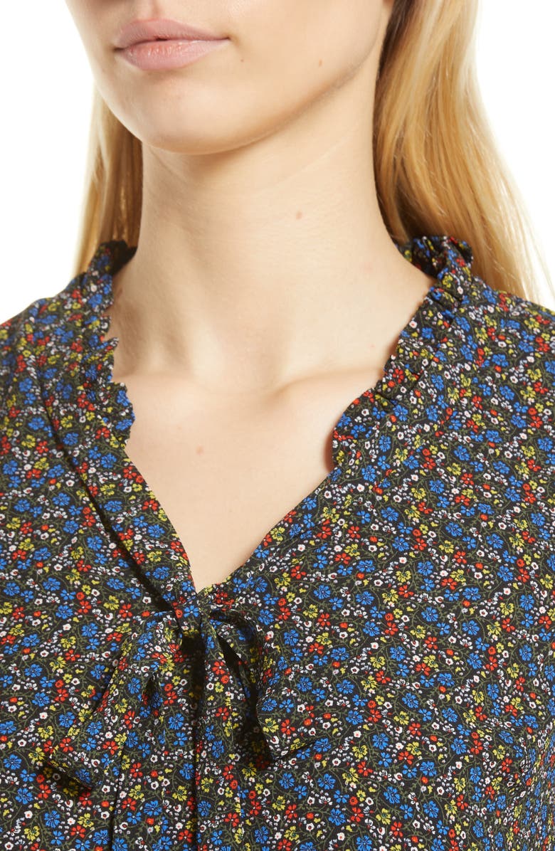 CeCe Floral Print Tie Neck Blouse, Alternate, color, 