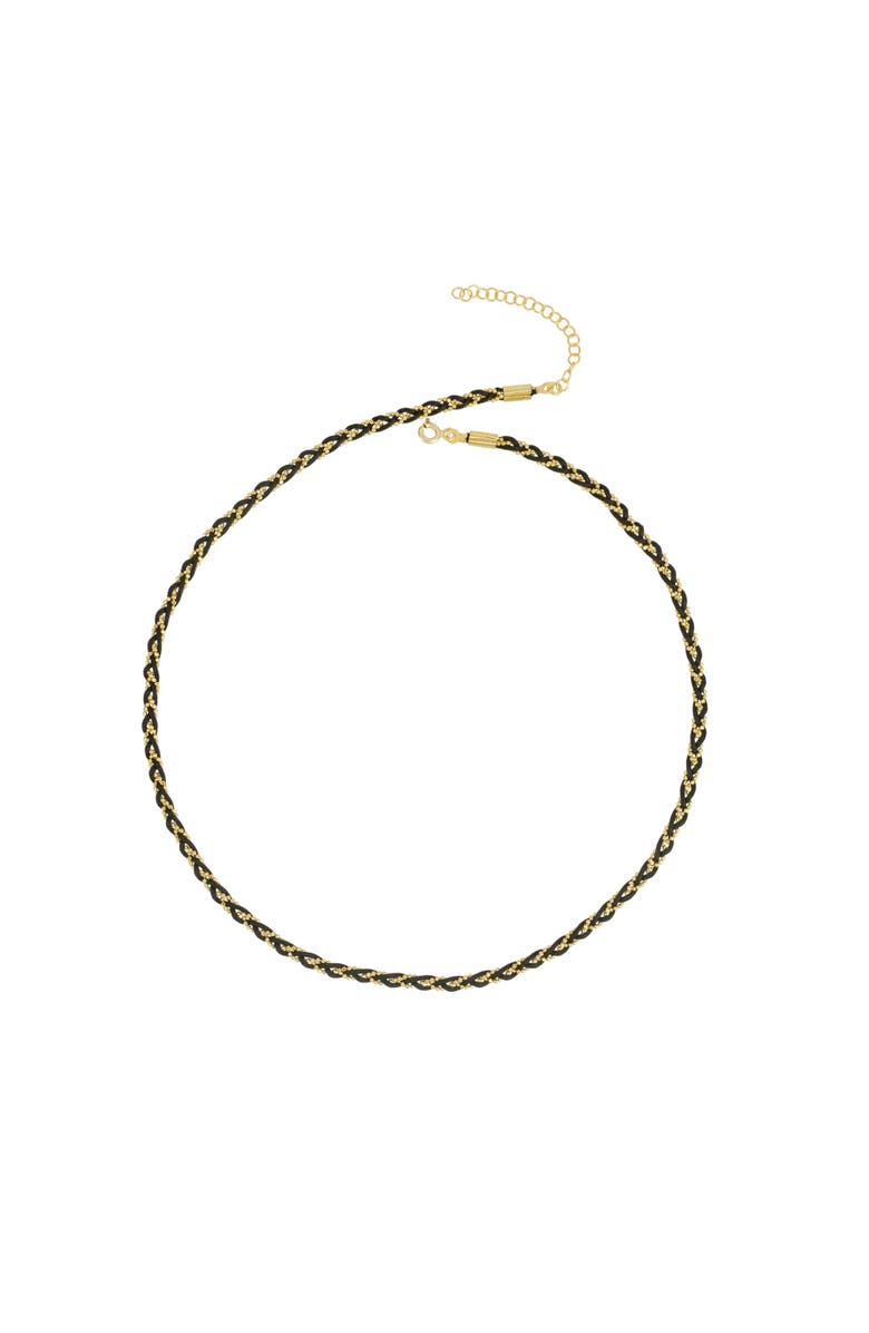 Spero London Handmade Rope Braided Sterling Silver Beaded Chain Necklace, Main, color, Black