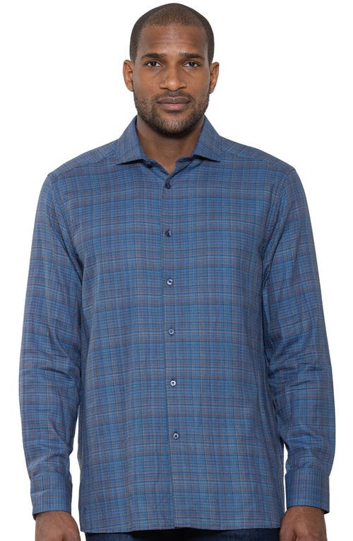 Luchiano Visconti Tri Color Basket Weave Shirt In Blue