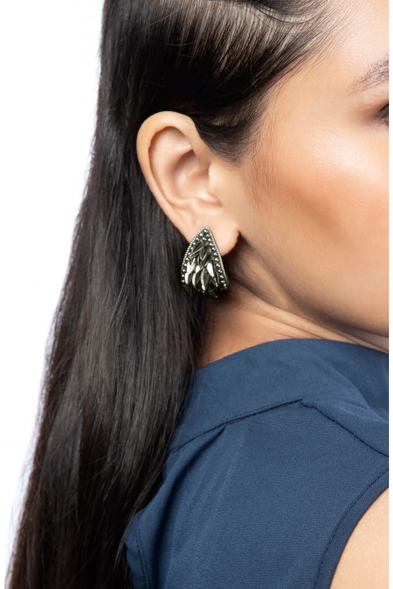 Easton Drop Earrings, Alternate, color, GUNMETAL