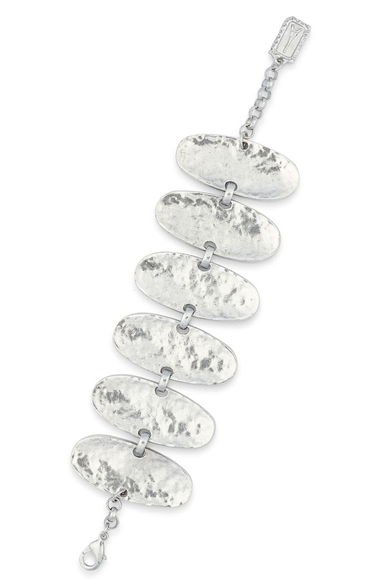 Karine Sultan Oval Plates Bracelet, Main, color, Silver