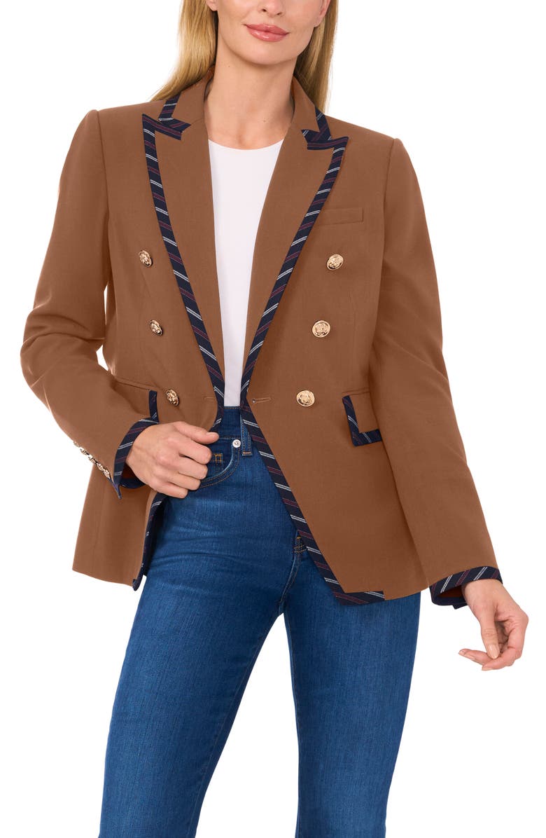 CeCe Trim Double Breasted Blazer, Main, color, 