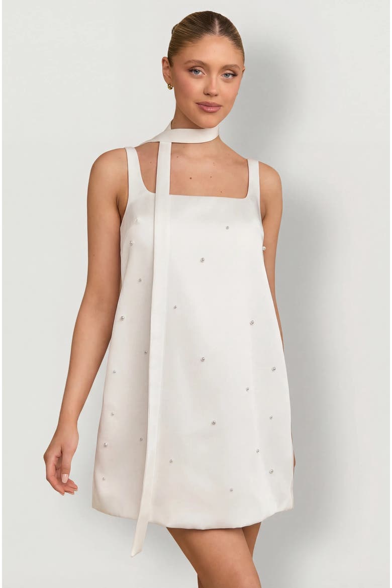 Anya Scatter Bead Mini Dress, Main, color, White