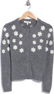 Joie Floral Appliqué Crewneck Cardigan