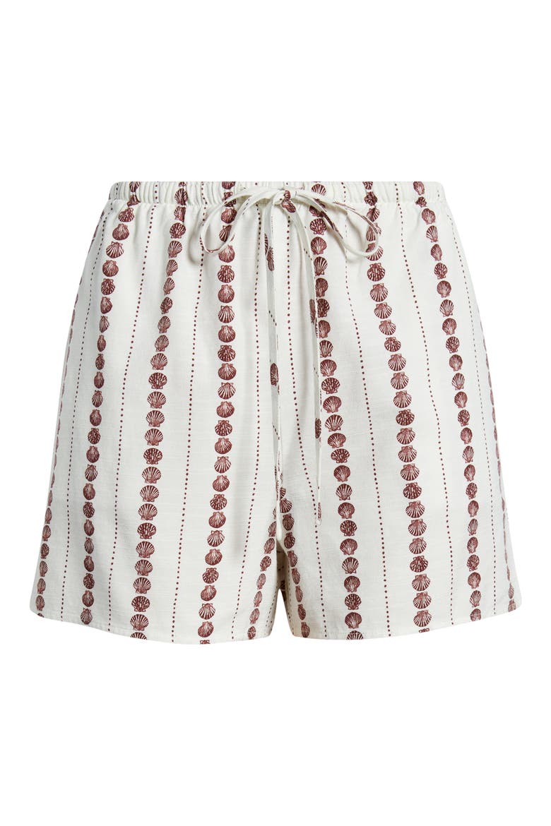 Shell Print Drawstring Shorts, Alternate, color, SEASHELL STRIPE