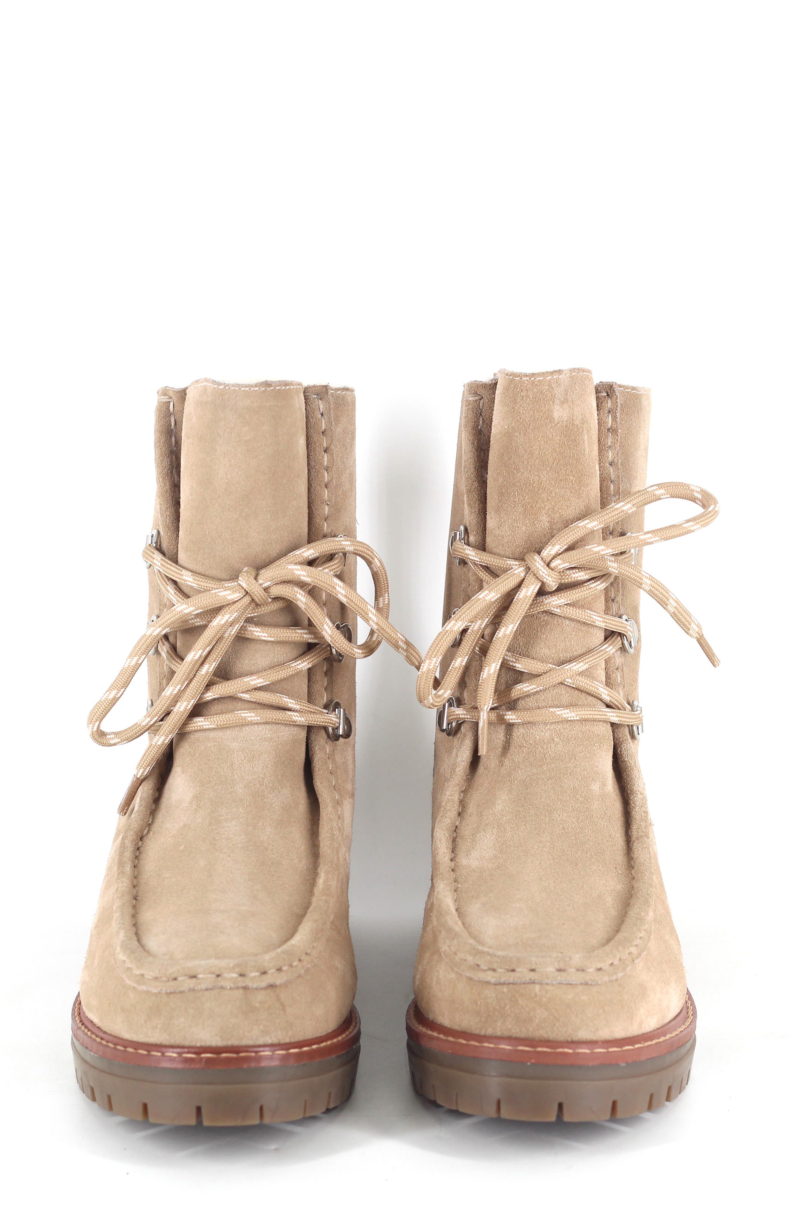 Bliss Genuine Shearling Lined Boot, Alternate, color, WARM SAND SUEDE
