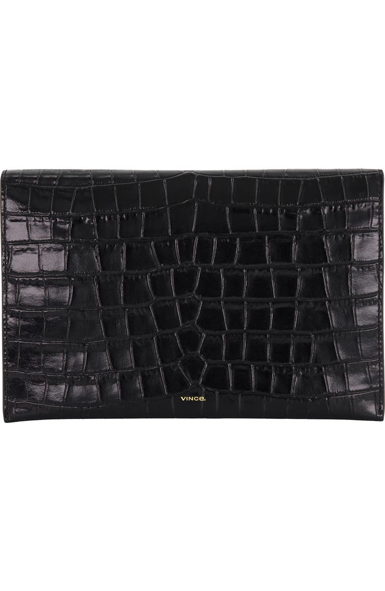 Vince Croc Embossed Leather Clutch, Main, color,