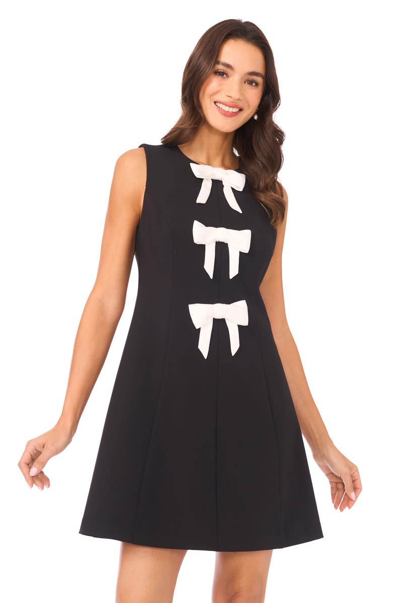 CeCe Bow Detail Minidress, Alternate, color, Rich Black