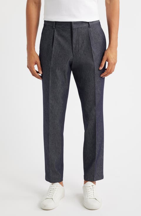 Perin Pleated Stretch Cotton & Virgin Wool Pants