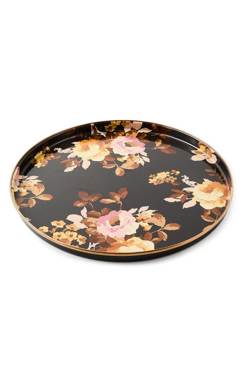 Mackenzie-childs Mackenzie Childs Wild Rose Brown Enamel Round Tray In Multi