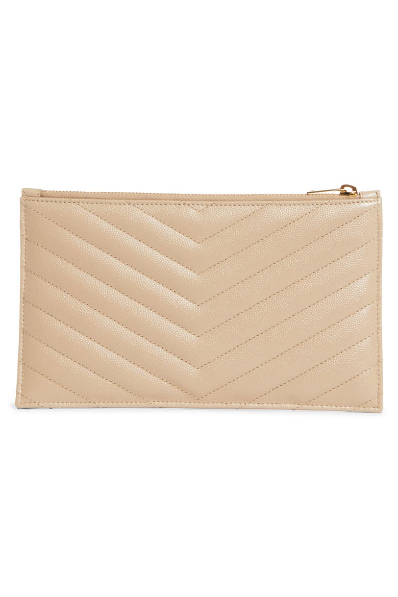 Monogramme Quilted Leather Zip Pouch, Alternate, color, DARK BEIGE