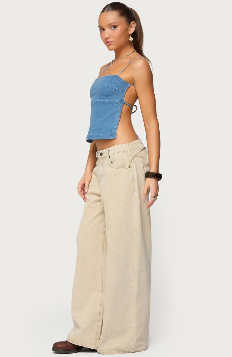 EDIKTED Conley Backless Denim Top, Alternate, color,
