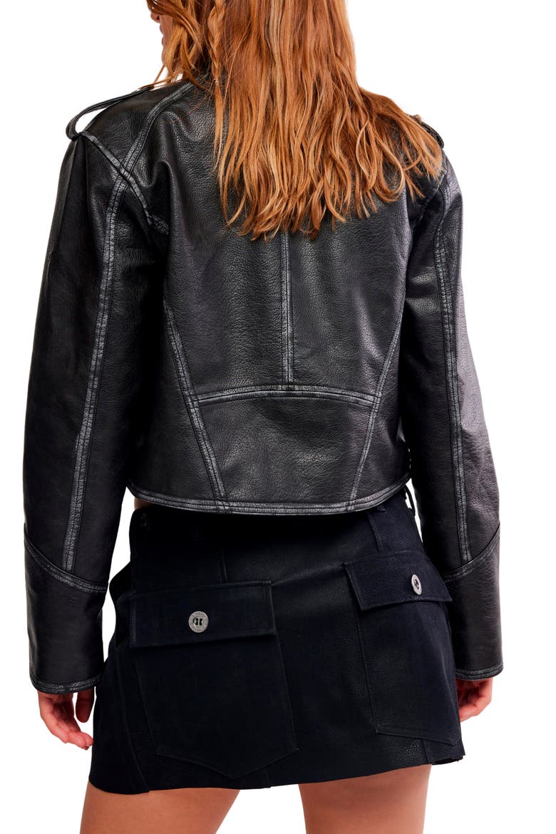 Riverfront Crop Faux Leather Jacket, Alternate, color, BLACK