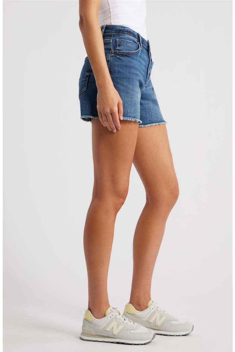 Frayed Denim Shorts, Alternate, color, DARK TAGGED WHISKER