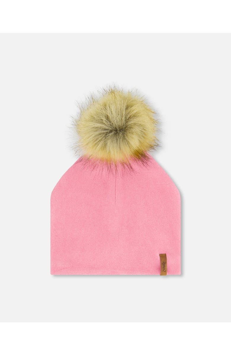 Deux par Deux Baby Girl's Mid-Season Jersey Detachable Pompom Hat Candy Pink, Main, color,