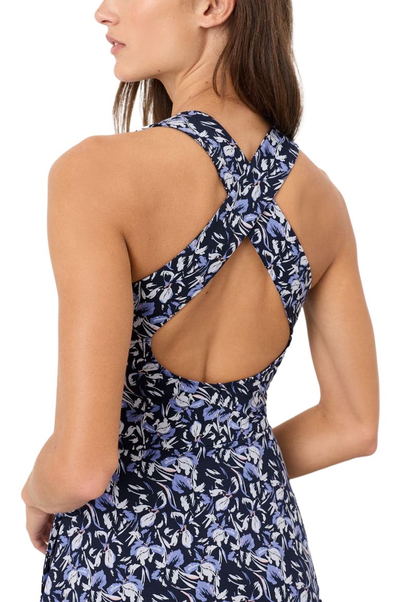 Fit & Flare Open Back Maxi Dress Made With Organic Cotton, Alternate, color, Paradise Petals Navy Blue