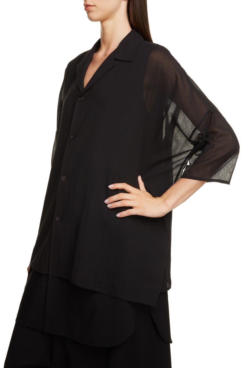 Double Layer Cotton Shirt, Alternate, color, BLACK