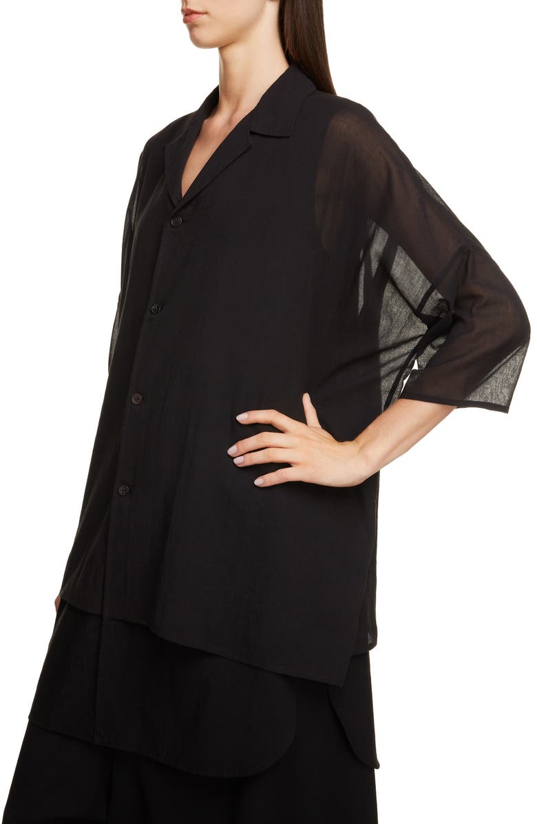 Y's by Yohji Yamamoto Double Layer Cotton Shirt, Alternate, color, 