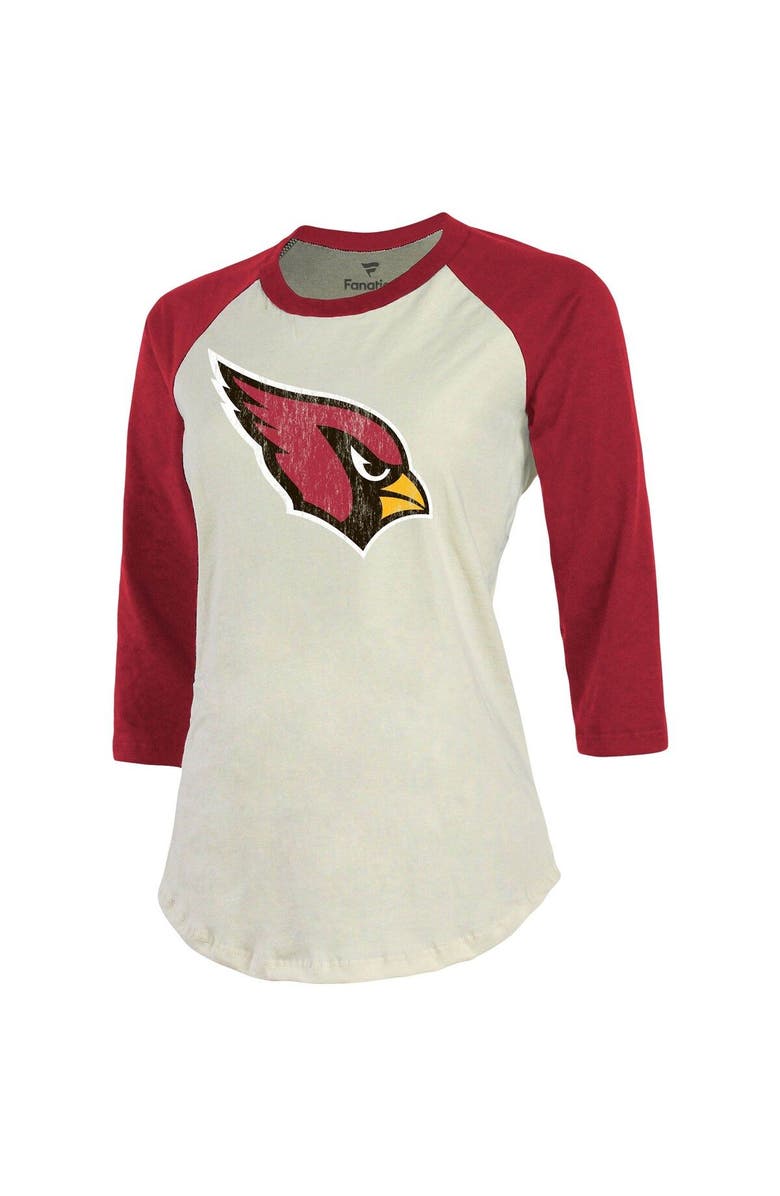 Majestic Threads Women's Majestic Threads DeAndre Hopkins Cream/Cardinal Arizona Cardinals Player Raglan Name & Number 3/4-Sleeve T-Shirt, Alternate, color, 