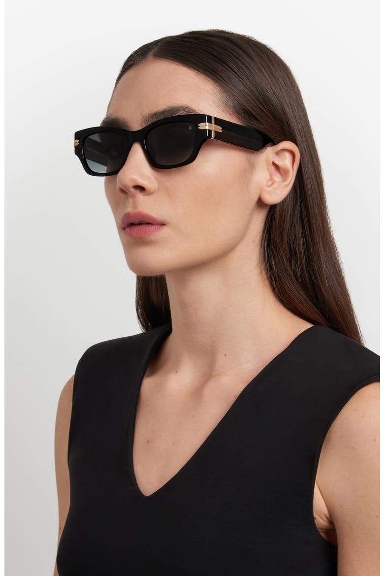 52mm Gradient Rectangular Sunglasses, Alternate, color, BLACK