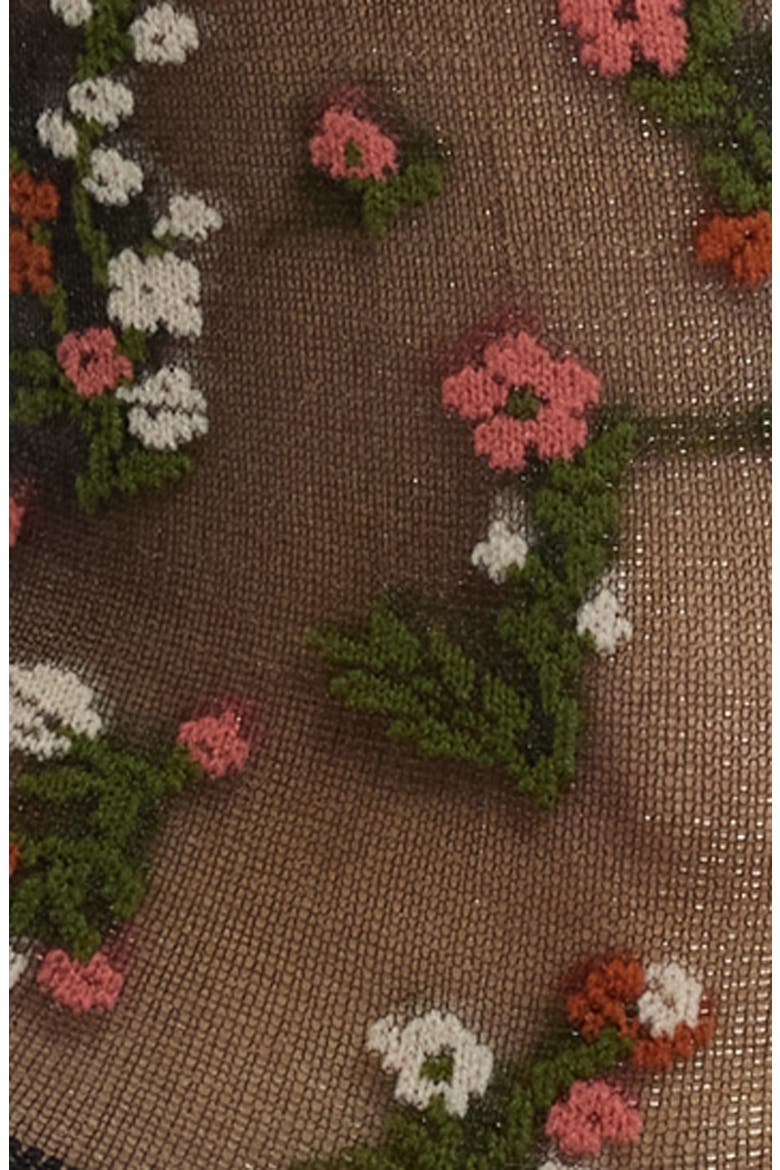 Madeline Floral Crew Socks, Alternate, color, BLACK