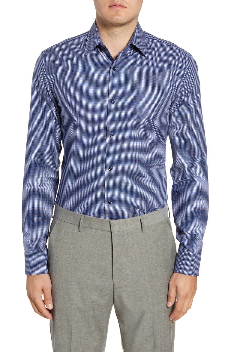 Slim Fit Geometric Dress Shirt, Main, color, BLUE/ GREEN
