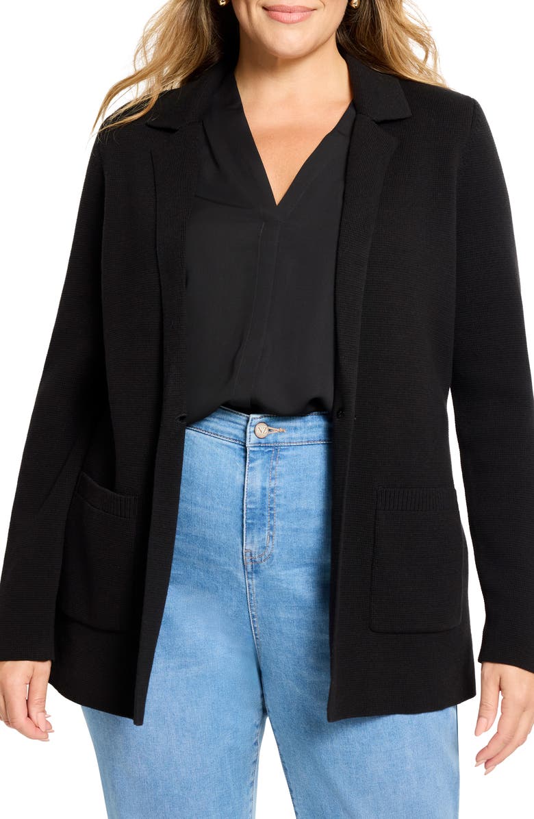 NIC+ZOE Knit Blazer, Main, color, Black Onyx
