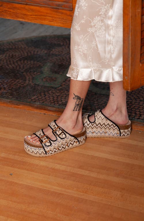 Dirty Laundry Pueblo Raffia Platform Slide Sandal In Natural Multi
