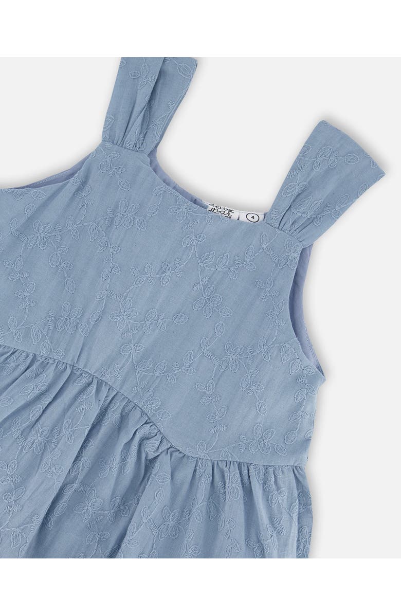 Deux par Deux Little Girl's Multi-Tiered Eyelet Dress Gray Blue, Alternate, color, Gray Blue