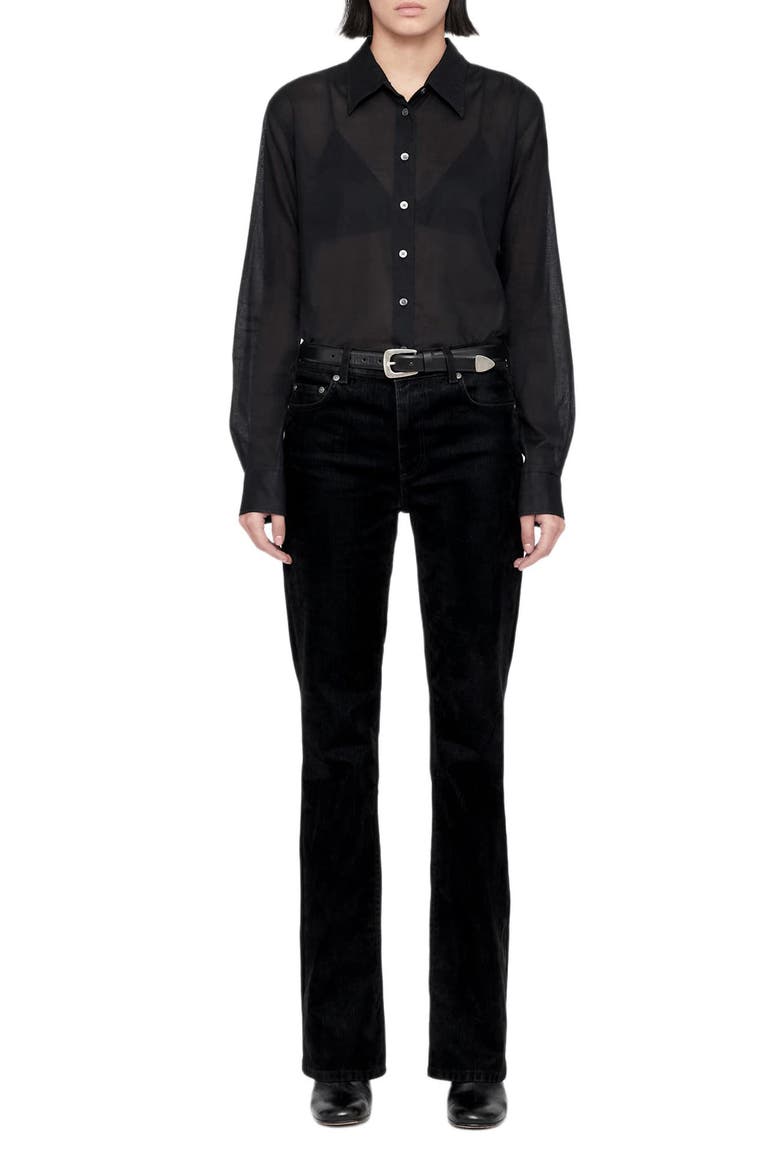 Simone Point Collar Shirt, Alternate, color, BLACK