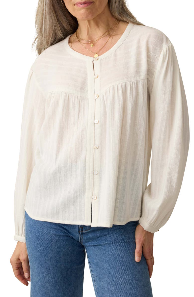 Faherty Lena Organic Linen Button-Up Top, Main, color, Egret