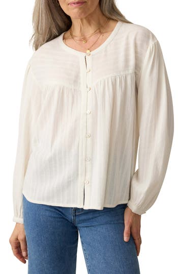Faherty Lena Organic Linen Button-up Top In White